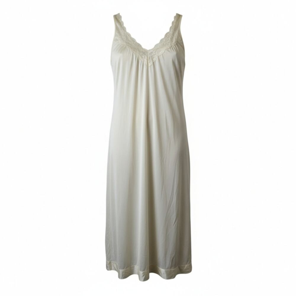 Vintage Vanity Fair Cream Slip Dress Nightgown Loungewear Romantic Feminine S - Picture 2 of 10